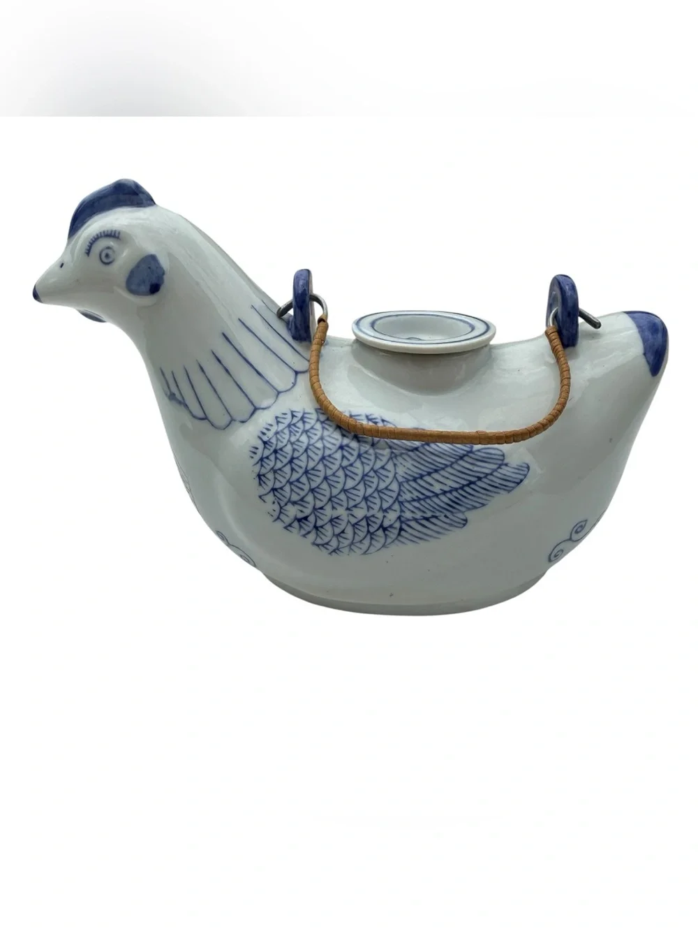 Williams Sonoma Grande Cuisine Blue White Chicken Bud Vase Chinoiserie Decor